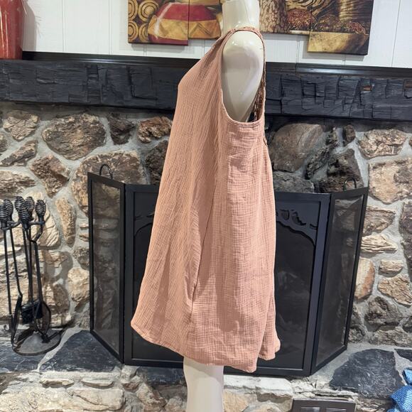 SHEIN Vacay Lace Tank Dress Sleeveless Cotton Boho Minimalist Beach sz L Brown - Picture 6 of 9